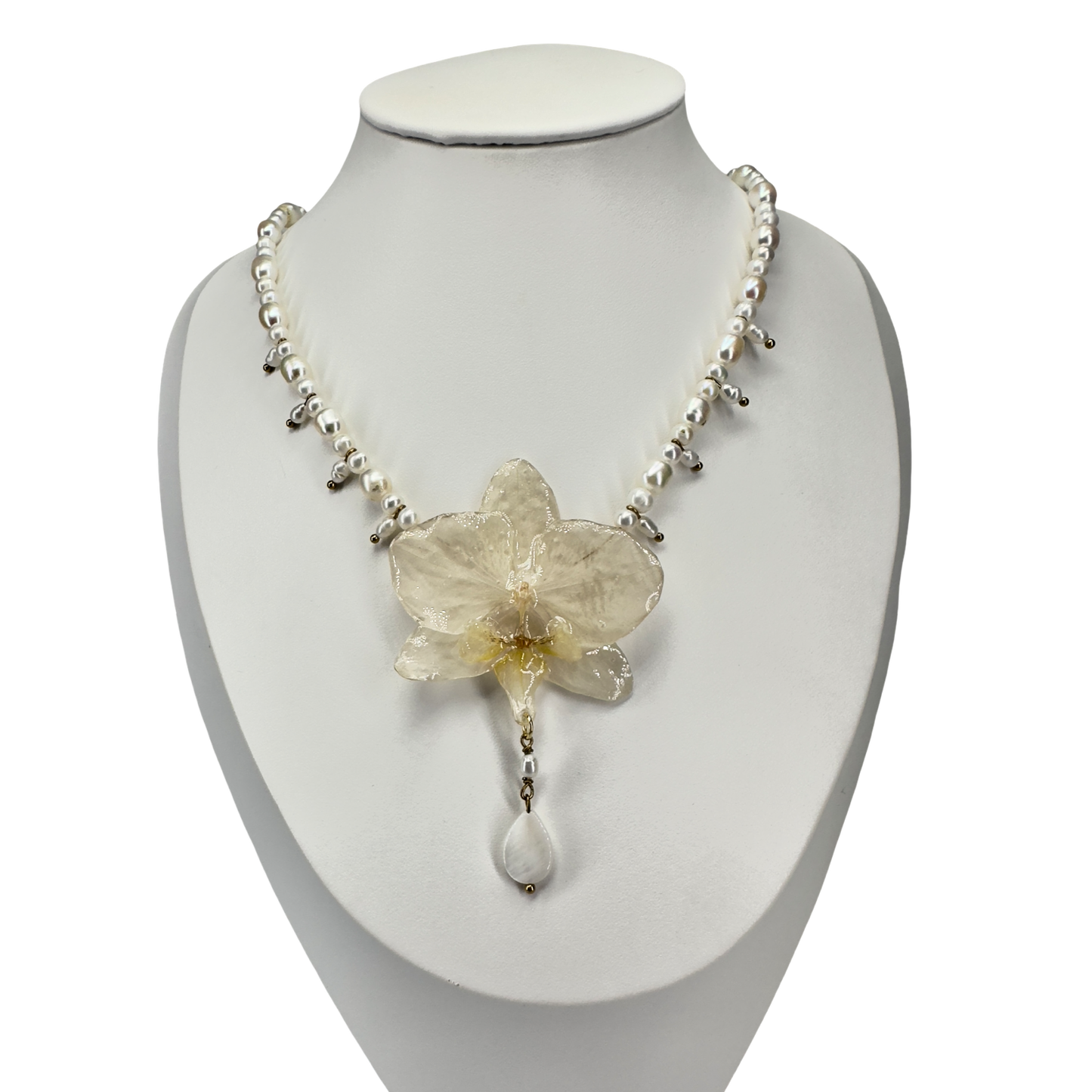 Dainty drops orchid necklace