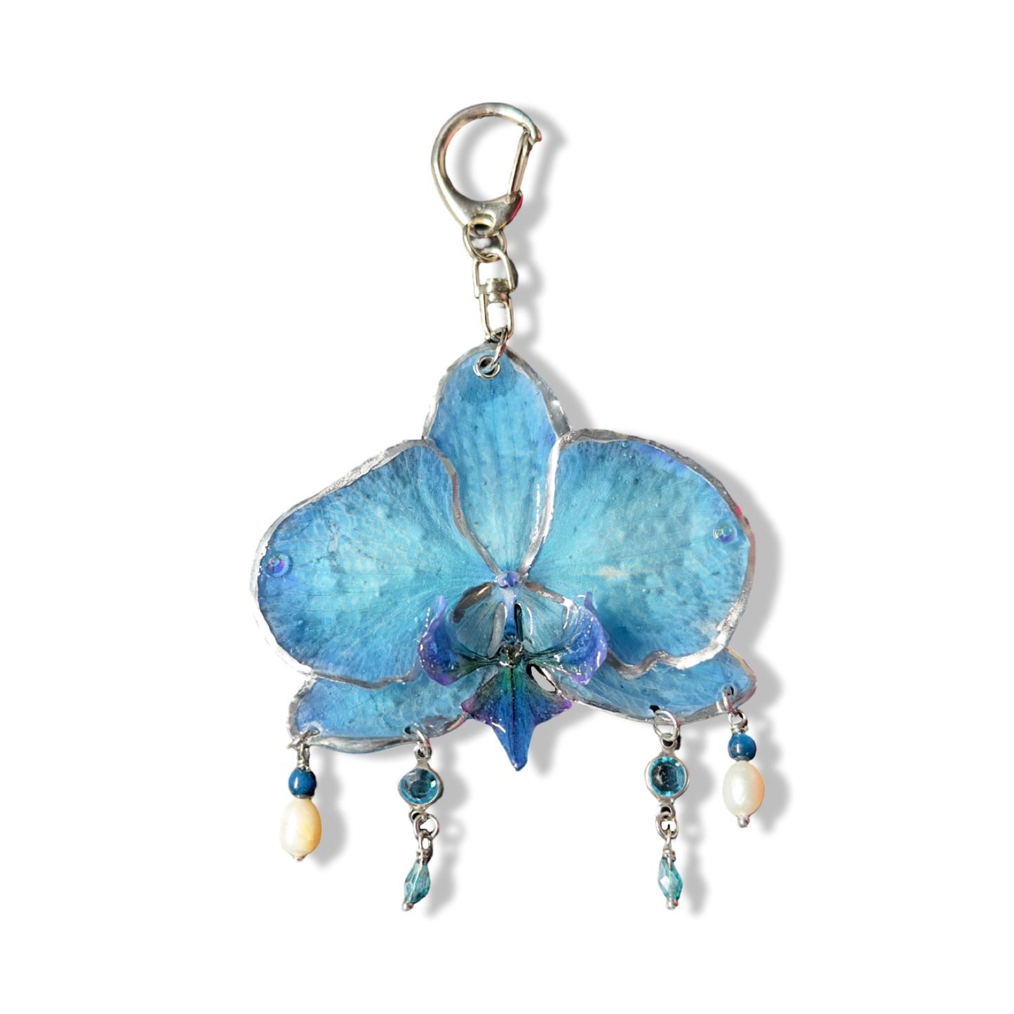 Blue sky orchid bag charm