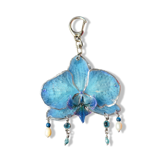 Blue sky orchid bag charm