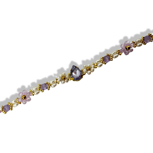 Gold purple drop dreamy necklace