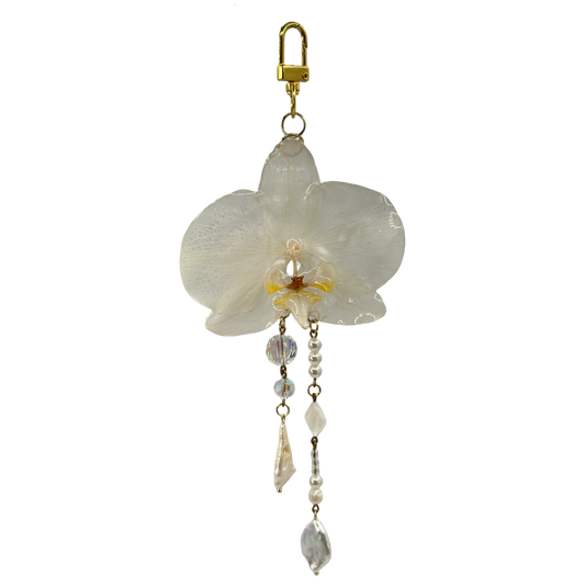 Enchanted white orchid bag charm