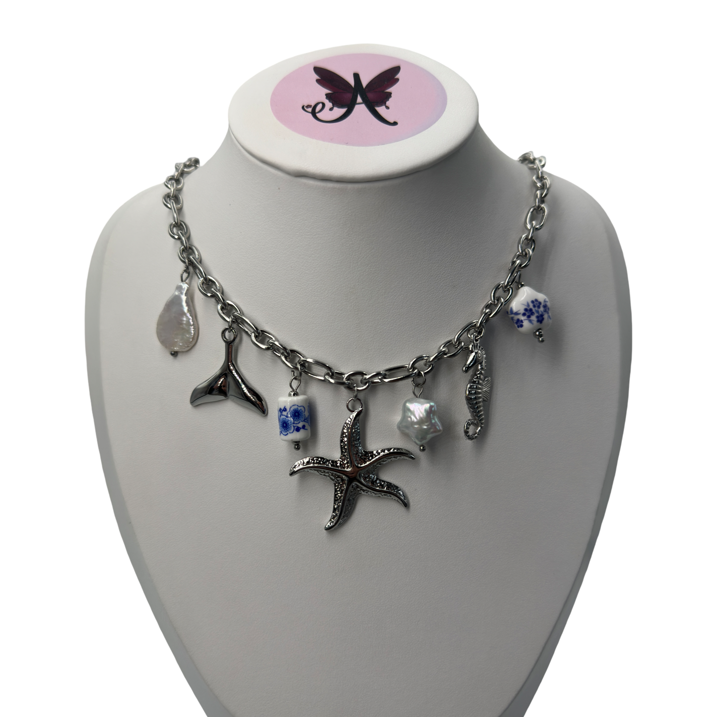 Summer porcelian charms necklace
