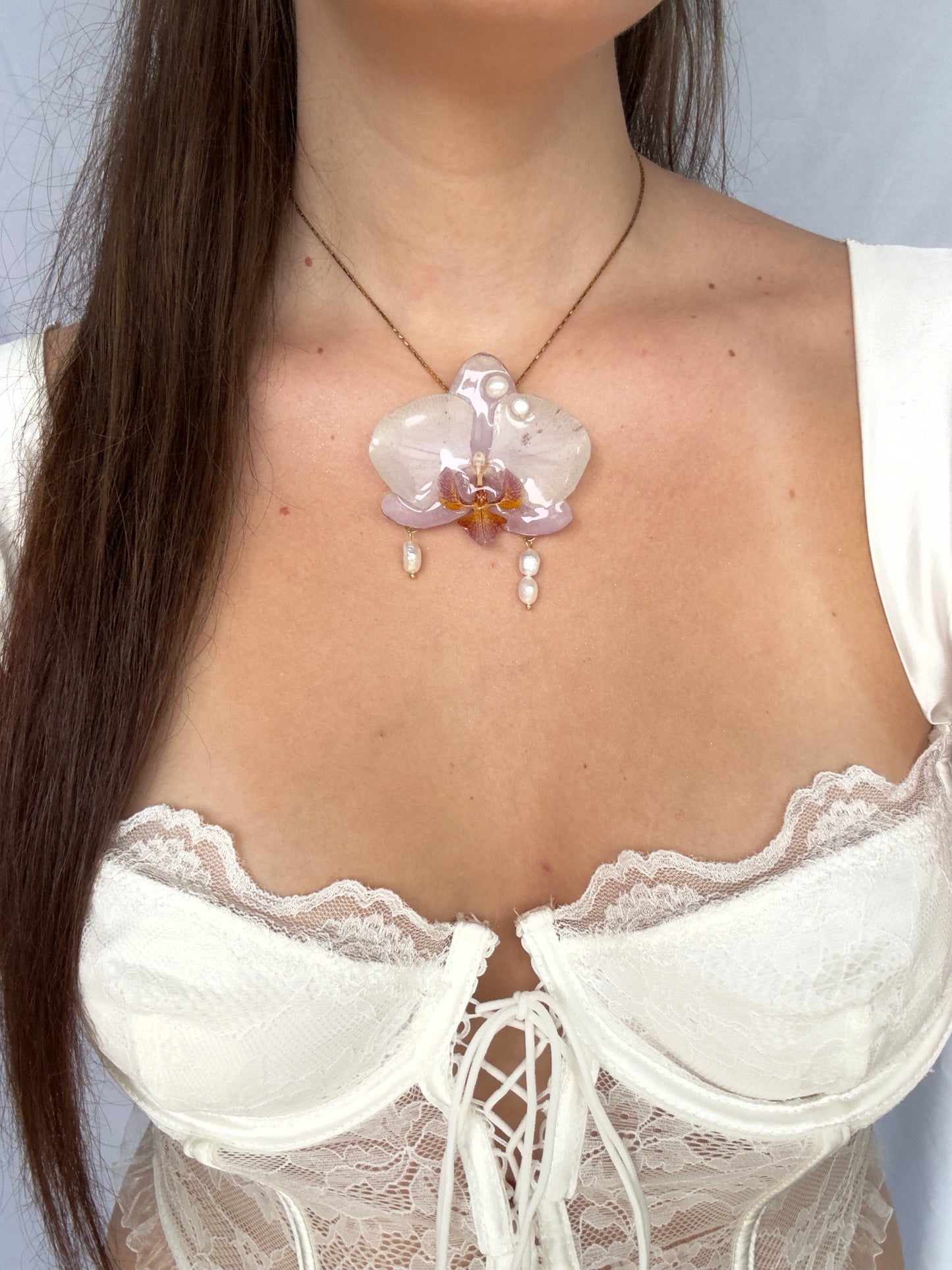 Royal blossom pearl orchid necklace