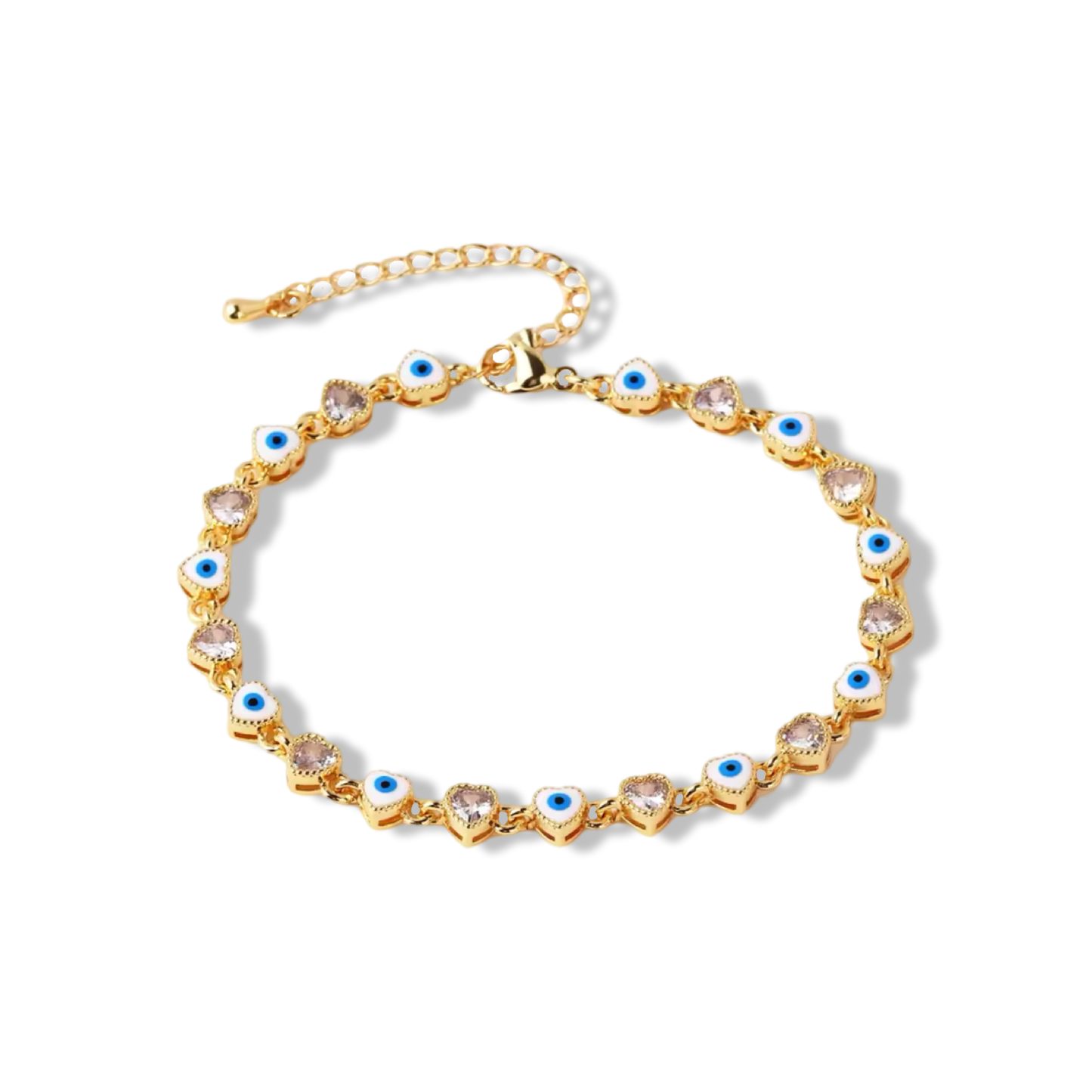 Evil eye shiny heart bracelet