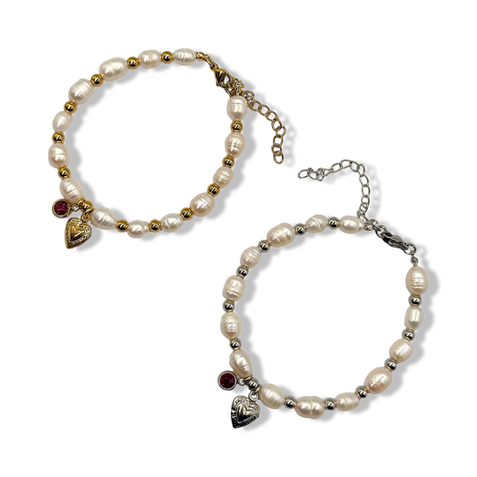 Velvet heart pearl bracelet