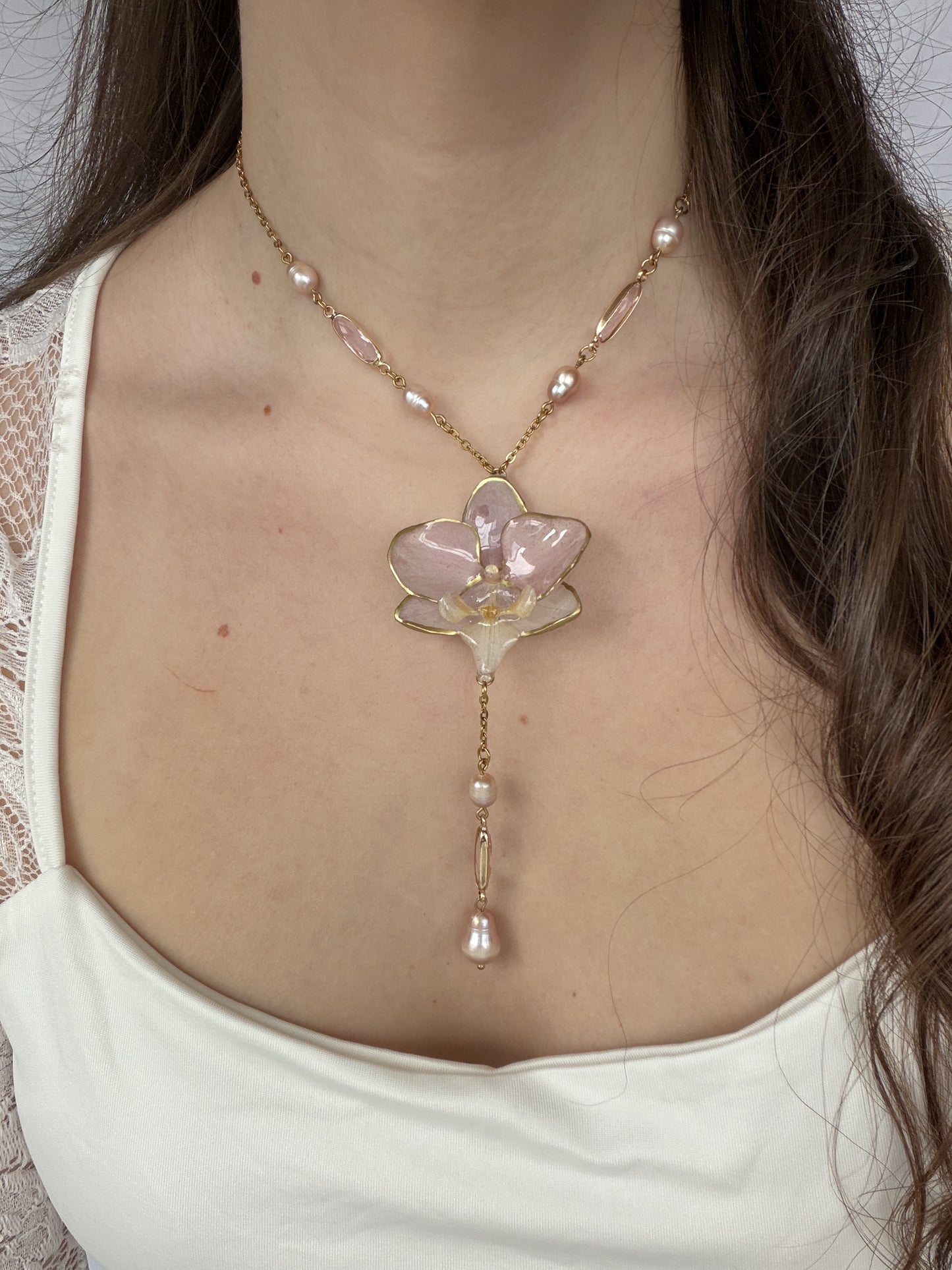 Coraline orchid necklace