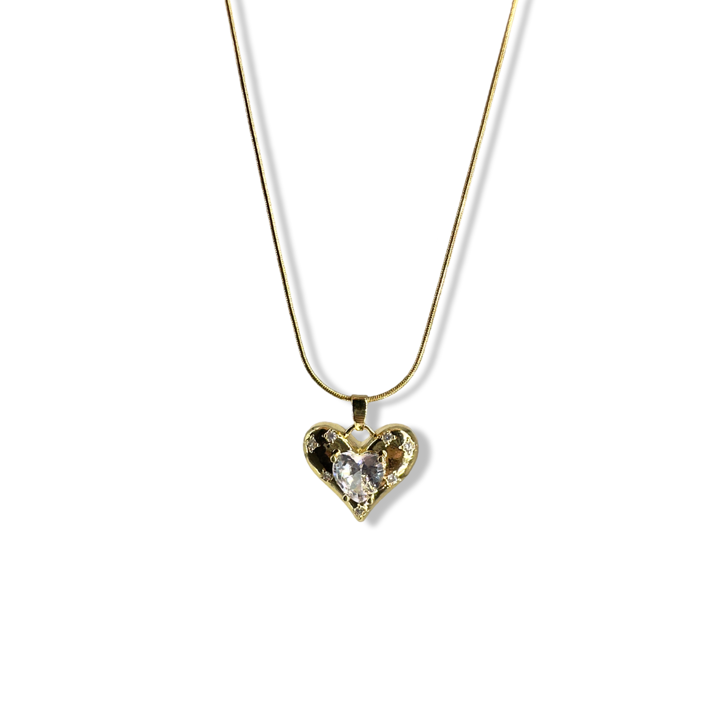 Sparkly heart stones necklace