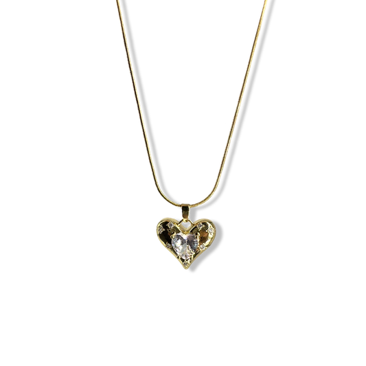 Sparkly heart stones necklace