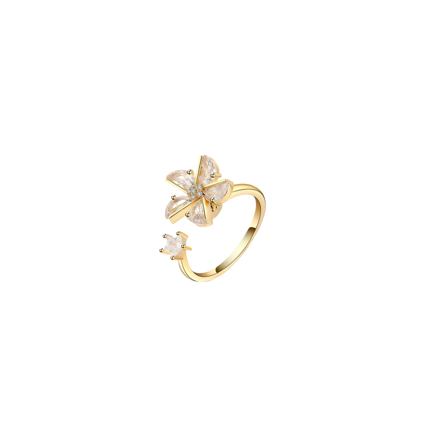 Sparkly flower spinning anxiety ring