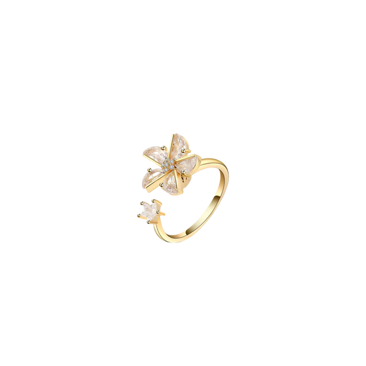 Sparkly flower spinning anxiety ring