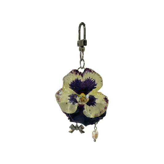 Simple pansy bow bag charm
