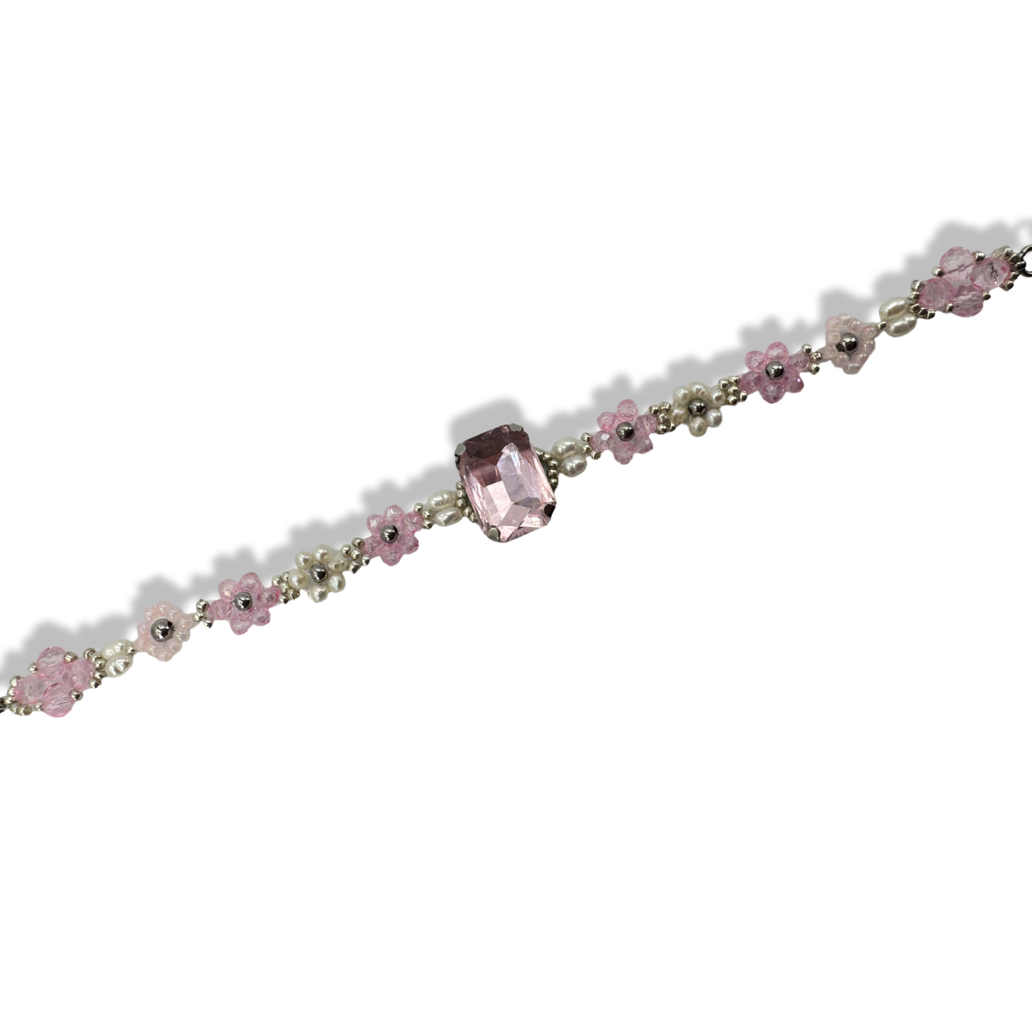 Silver pink sqare dreamy bracelet