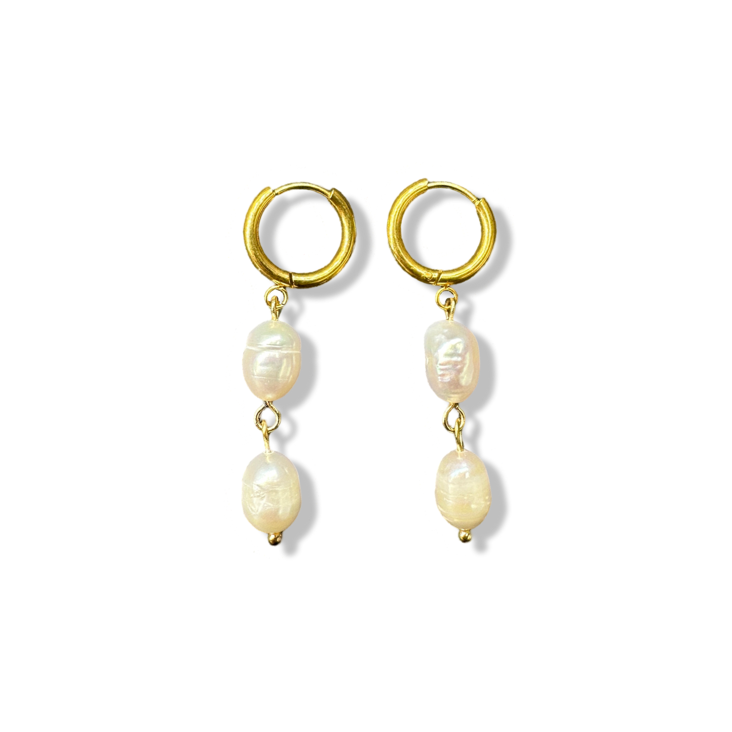 2 pearls hoops earrings