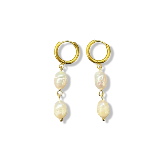 2 pearls hoops earrings