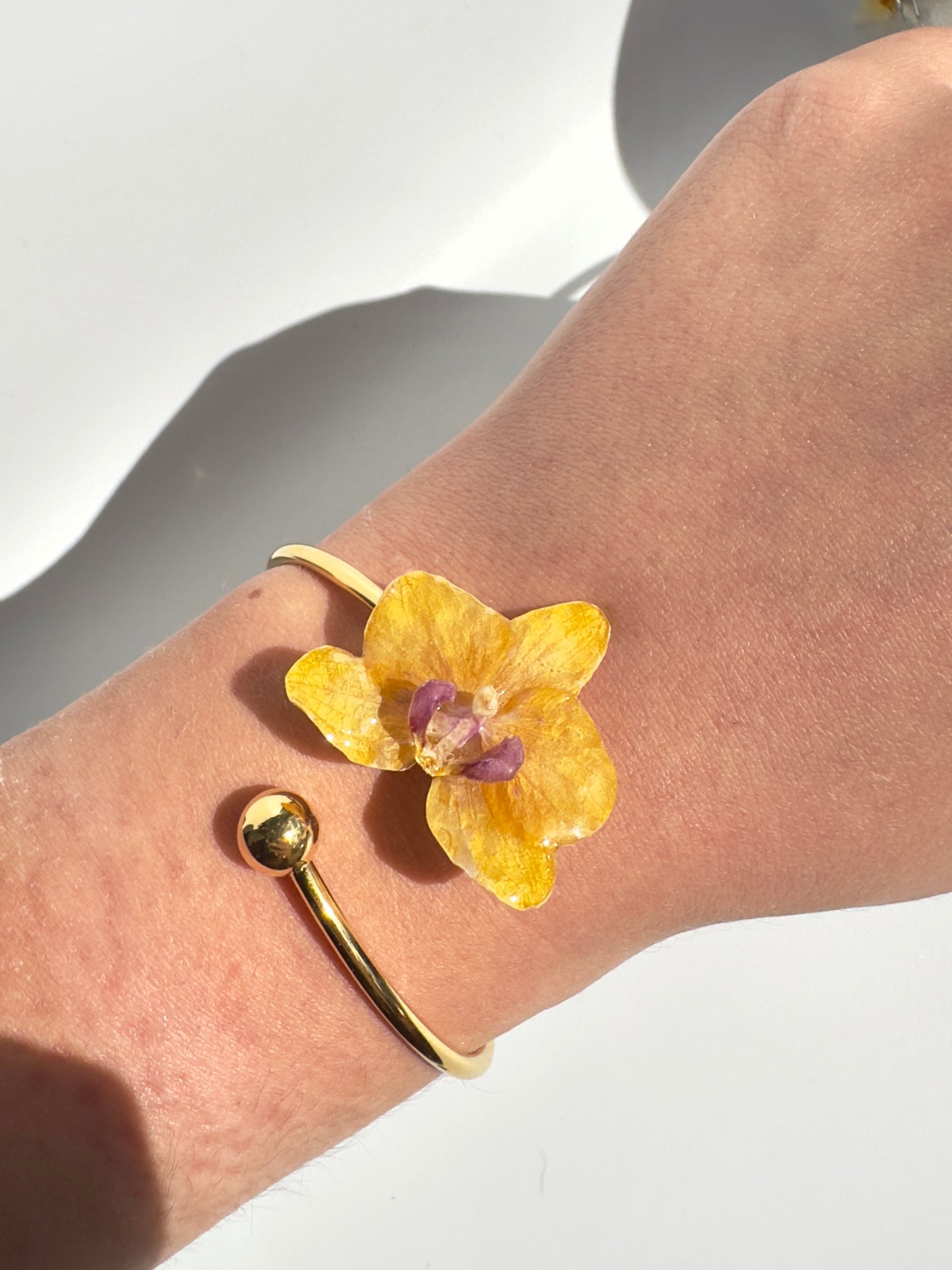 Yellow orchid bangle