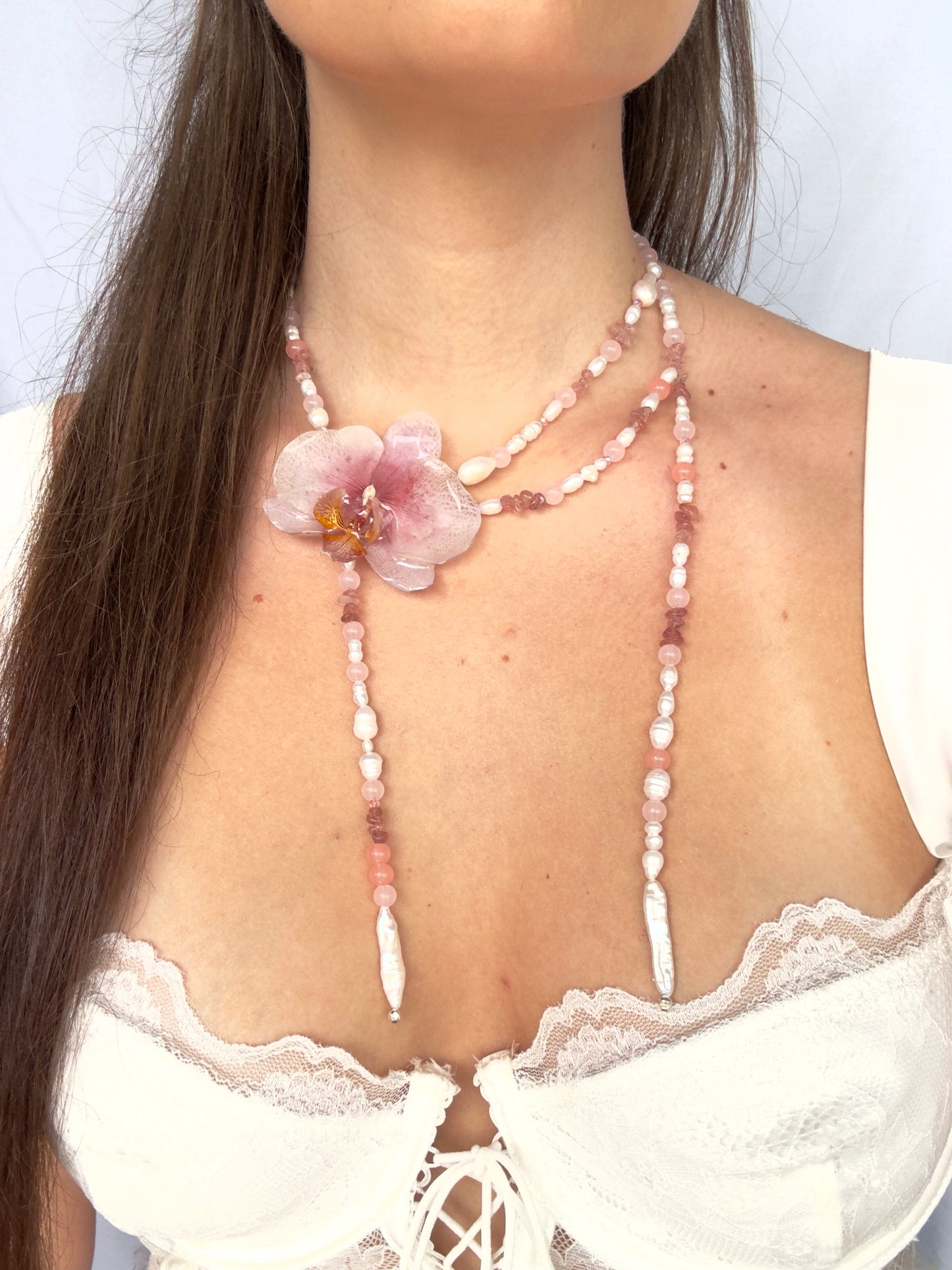Rose petal dream orchid necklace