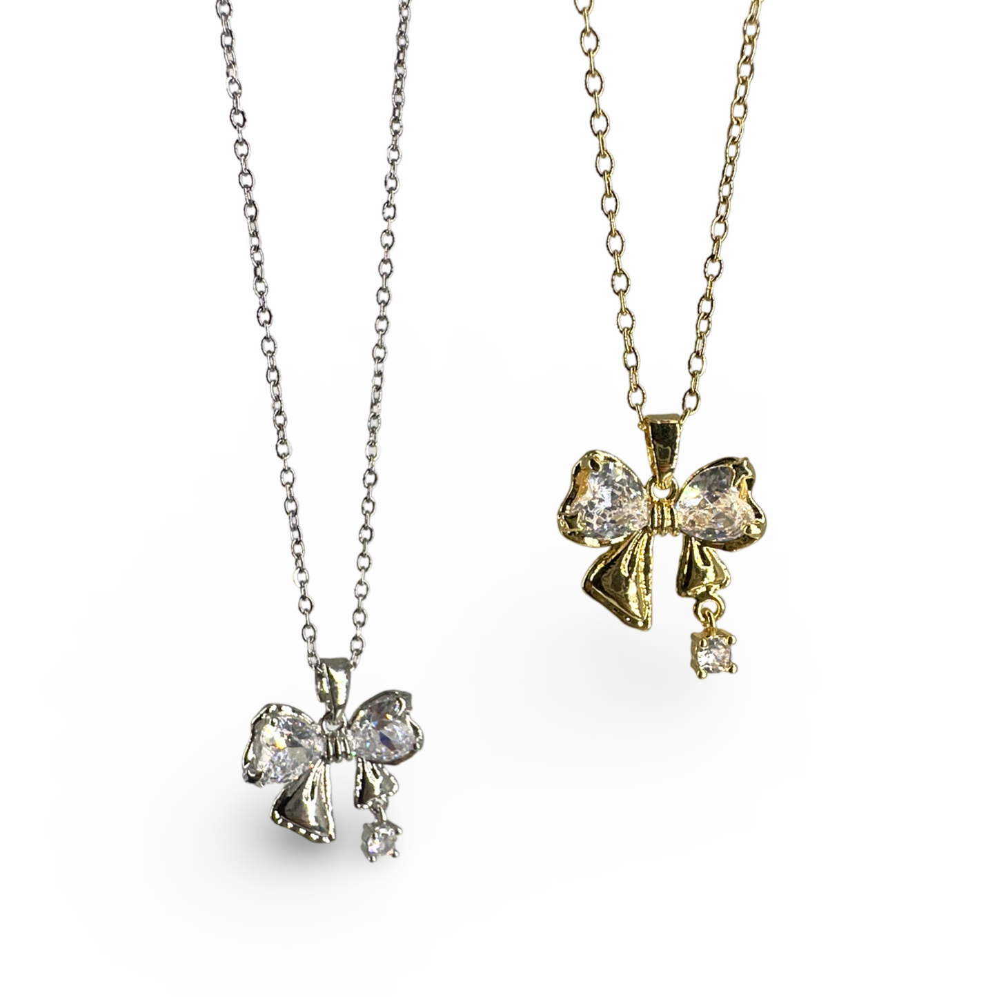 Sparkly bow stone necklace