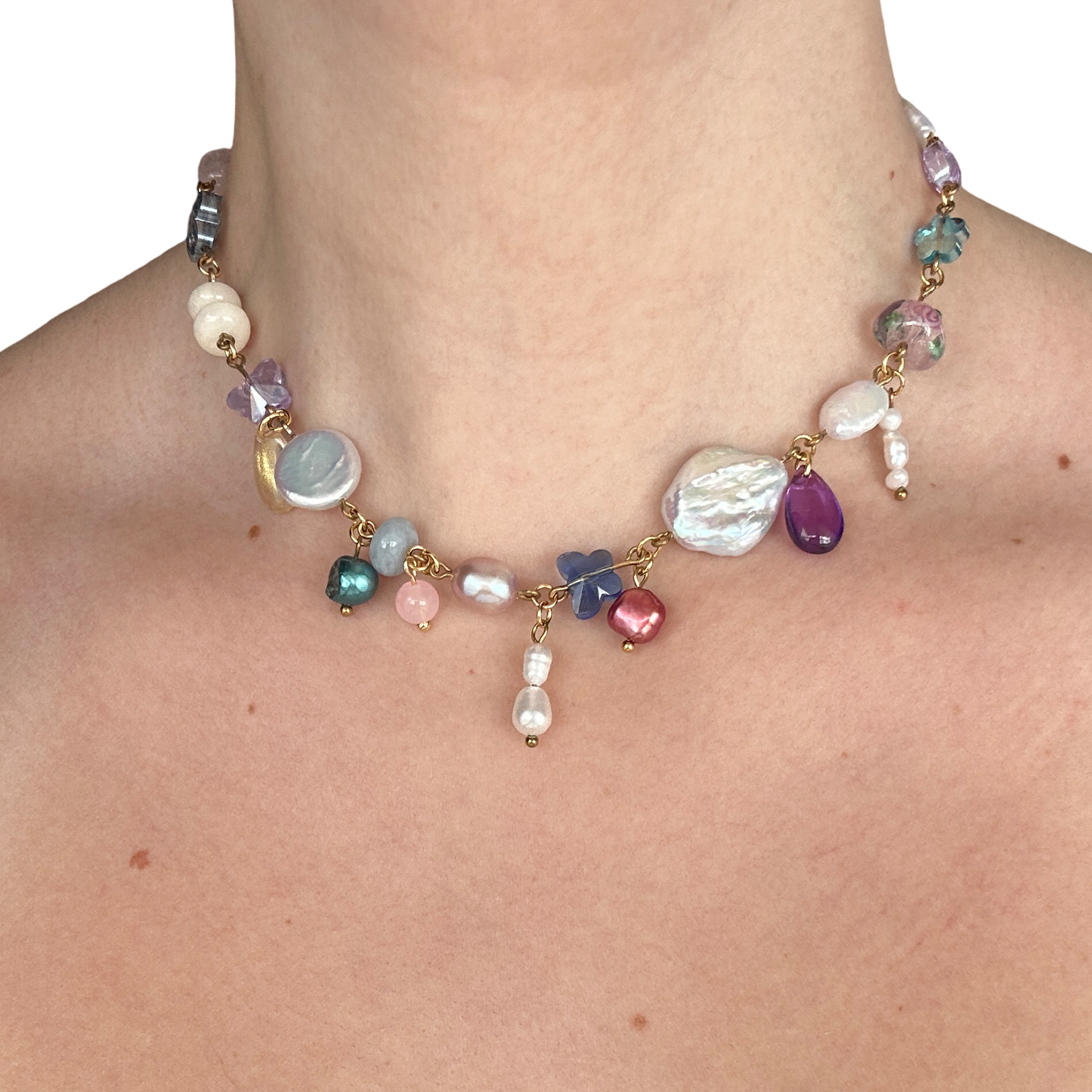 Moody colours ricepearl necklace (LIMITED EDITION)