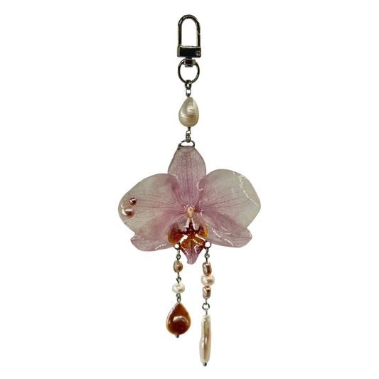 Pearly pinky dream orchid bag charm