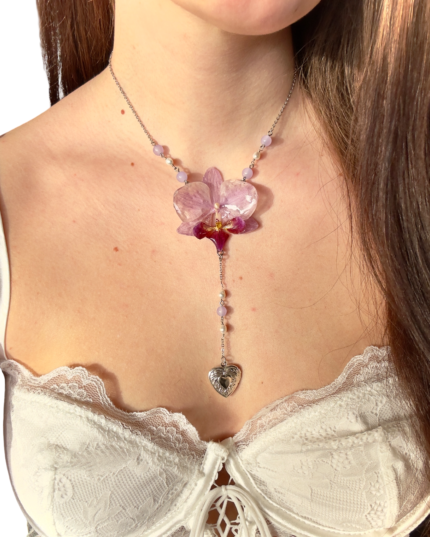 Enchanted orchid amulet necklace