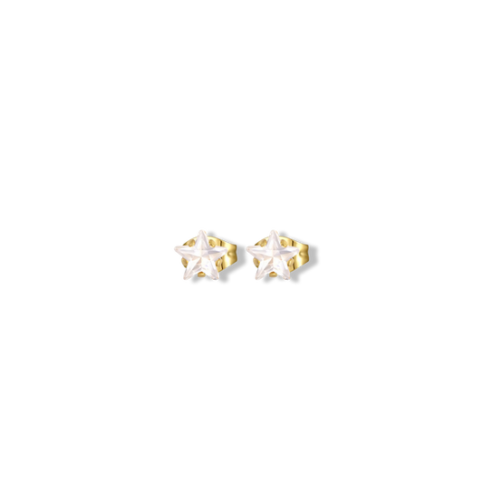 Minimalistic gold zircon gold star earrings