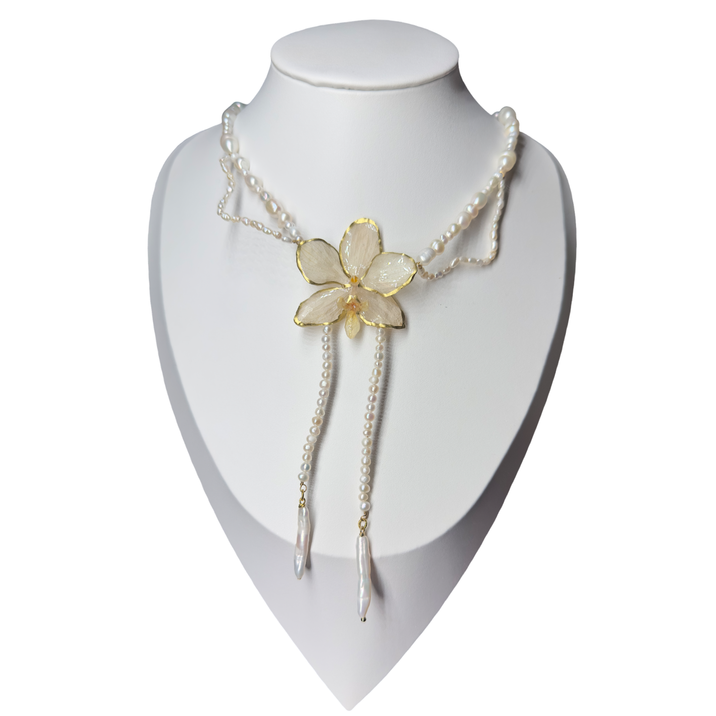 Golden petal whisper orchid necklace
