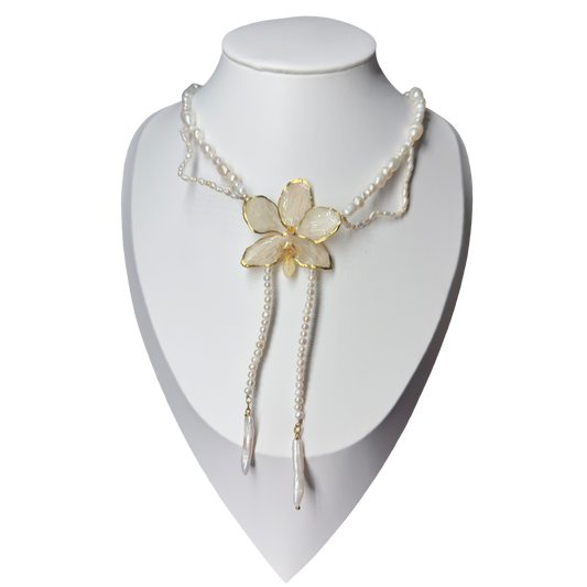 Golden petal whisper orchid necklace