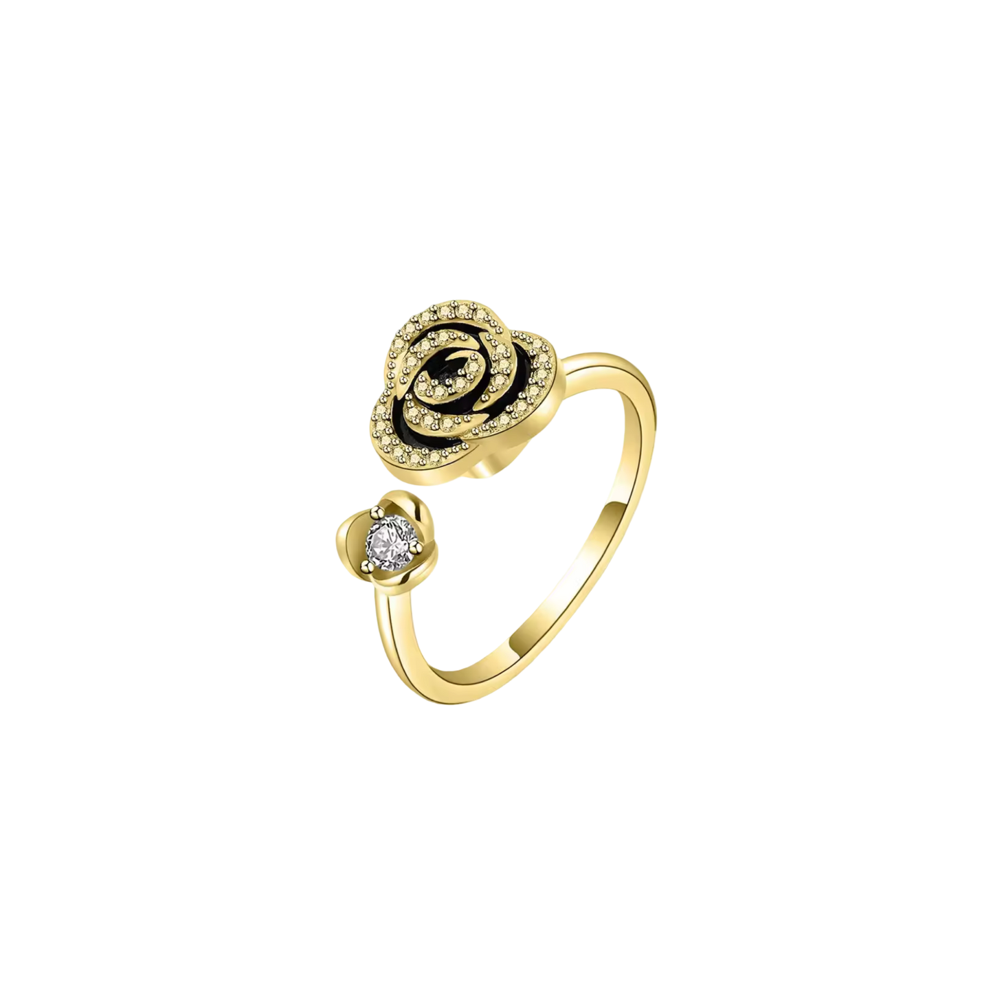 Sparkly rose anxiety spinning ring
