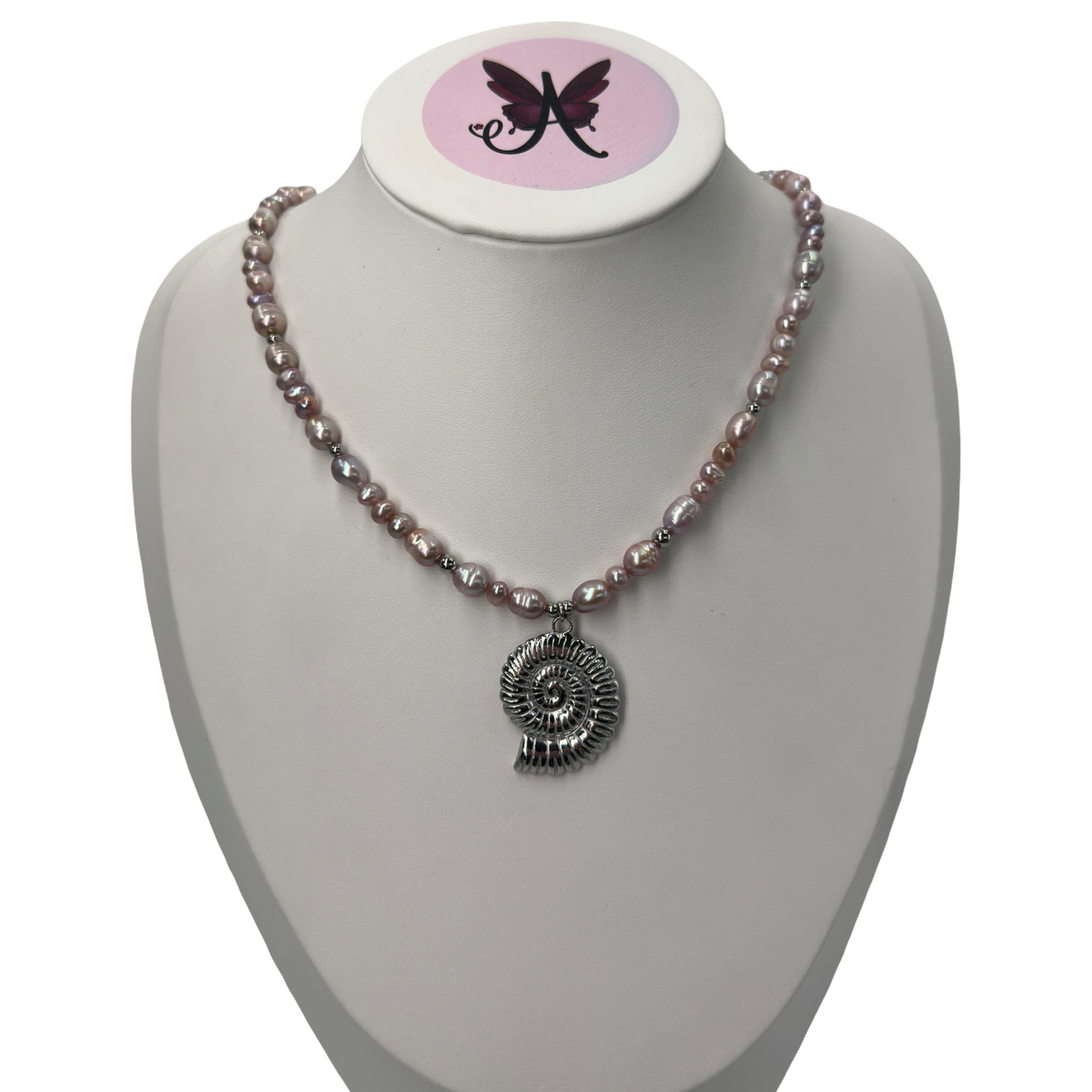 Spiral shell ricepearl necklace