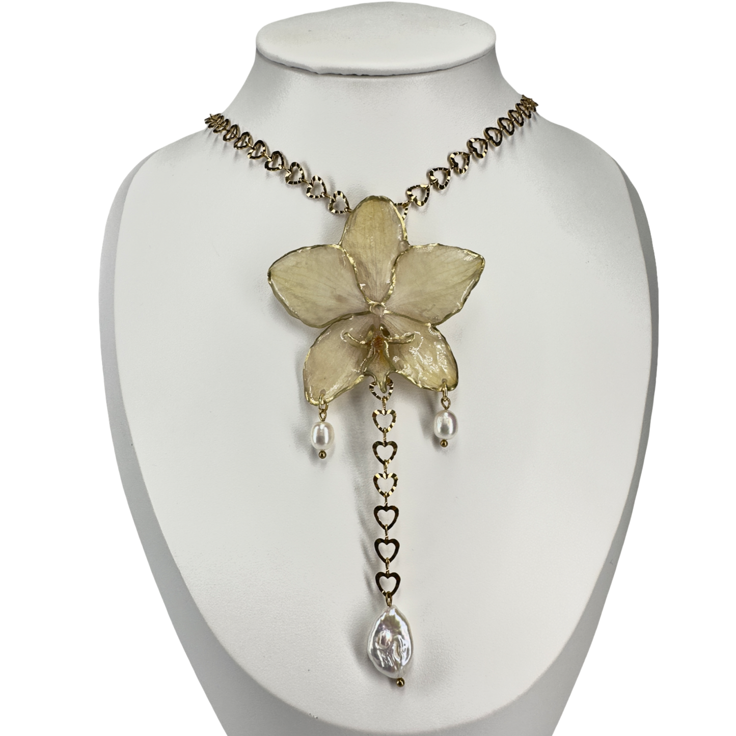 Lovely hearts orchid necklace