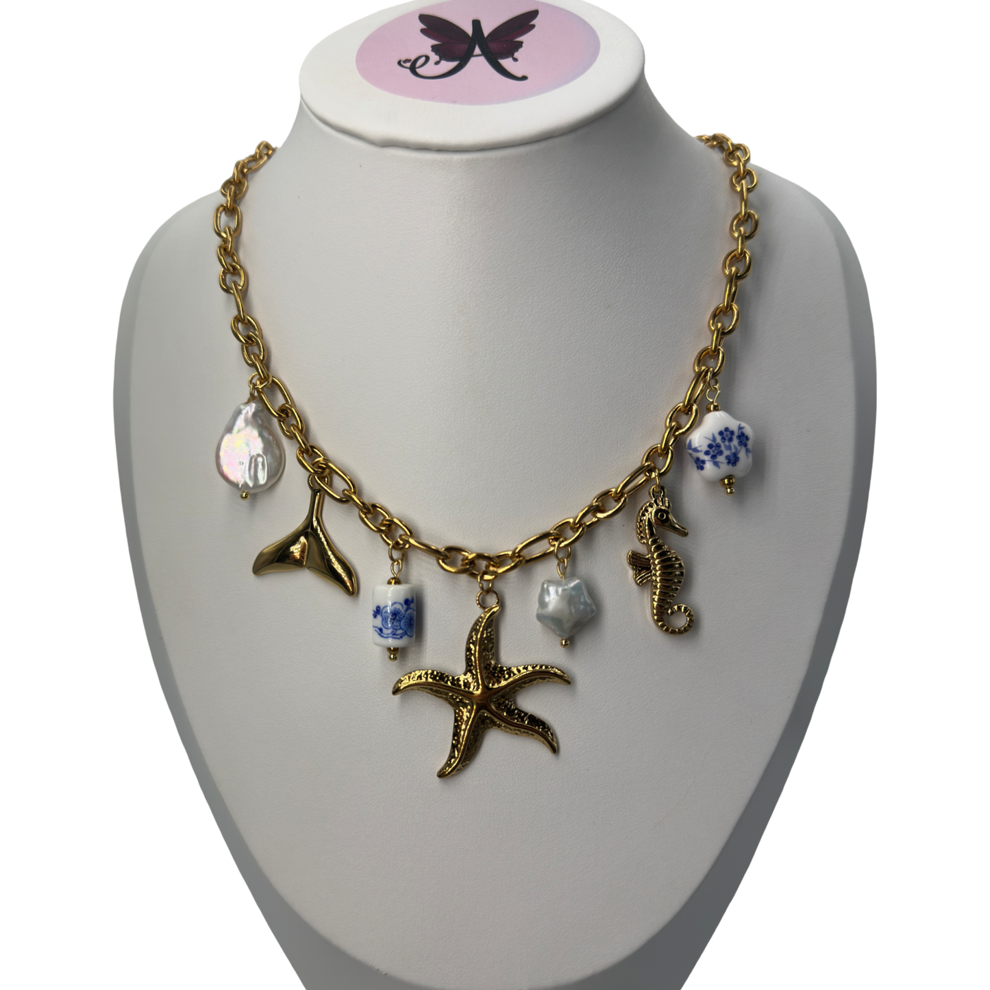 Summer porcelian charms necklace