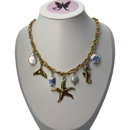 Summer porcelian charms necklace