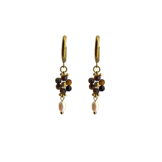Tyger eye autumn flower earrings