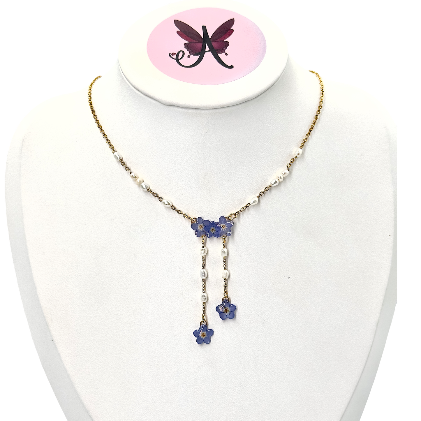 Forget me not pearl necklace