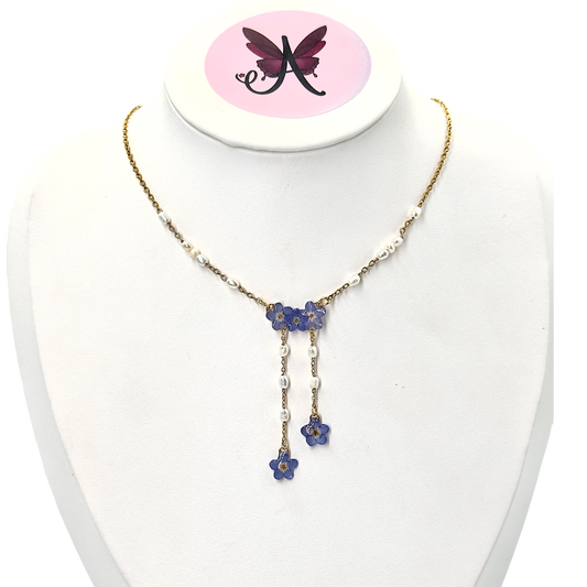 Forget me not pearl necklace