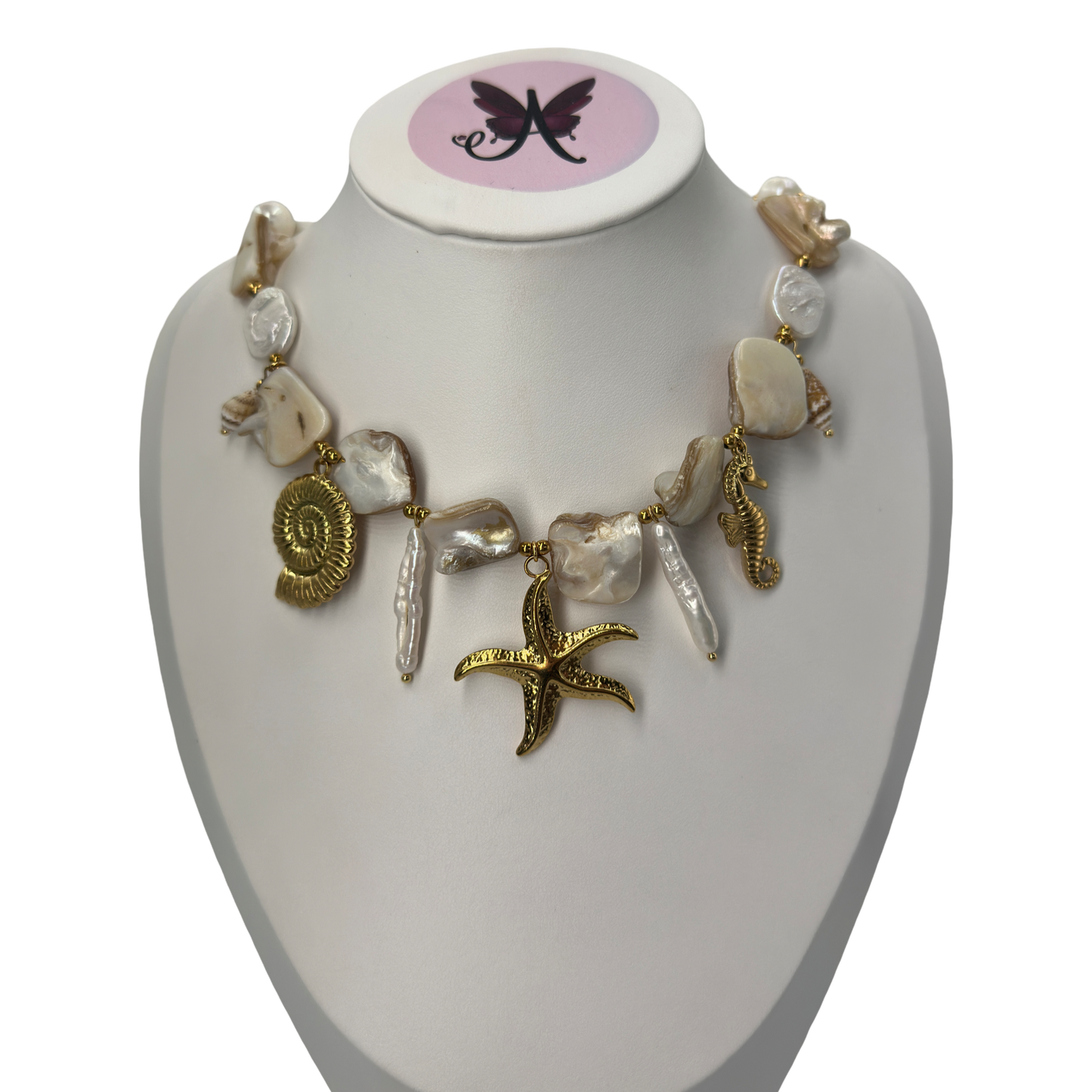 Chunky shelly pendant summer necklace
