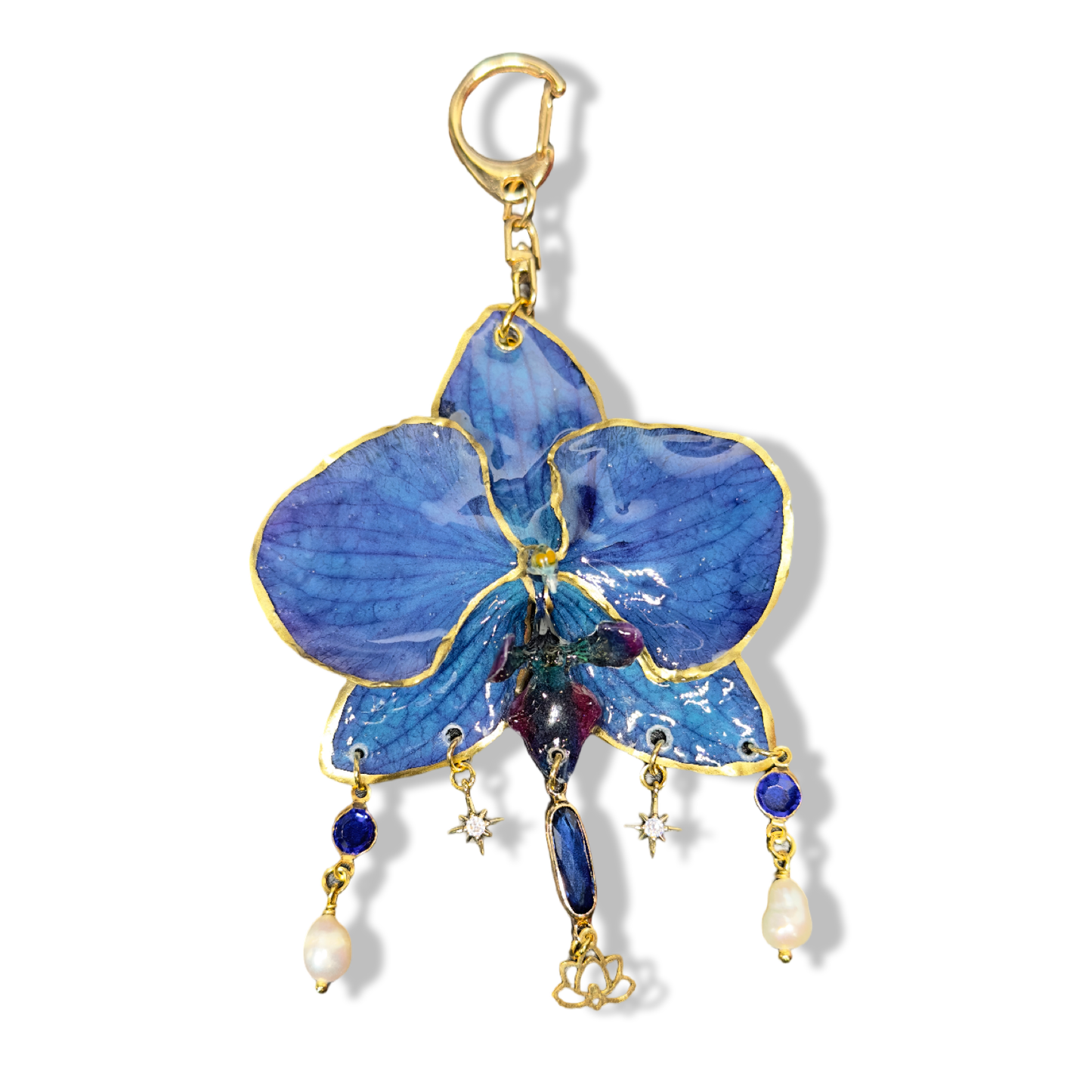 Nightsky sparkly orchid bag charm