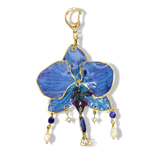 Nightsky sparkly orchid bag charm