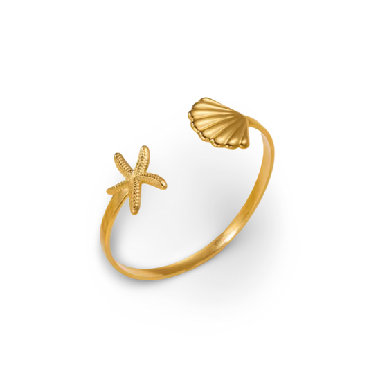 Starfish and shell bangle