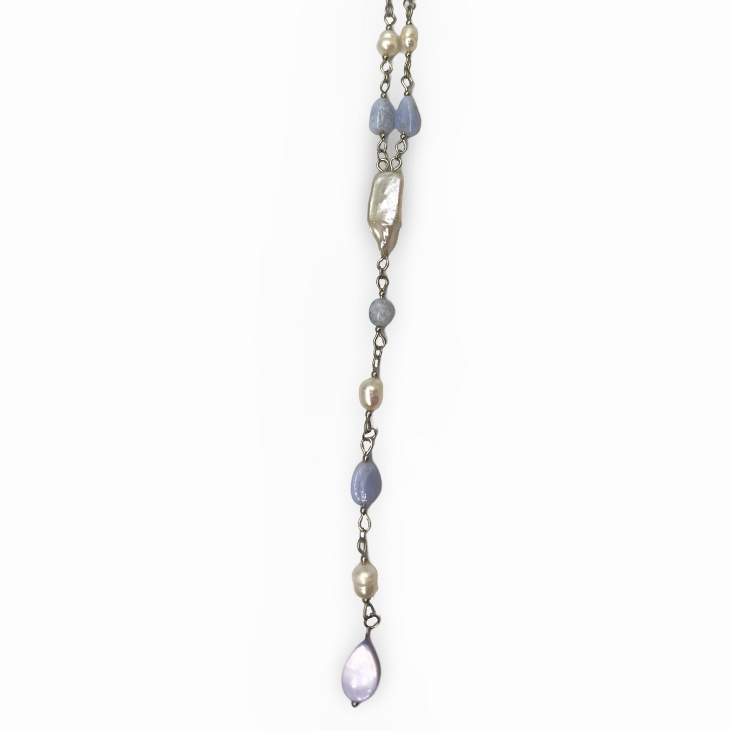 Purple long pearl necklace