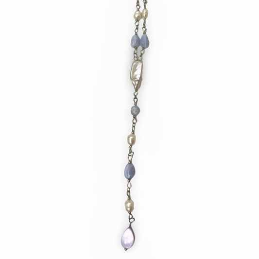 Purple long pearl necklace