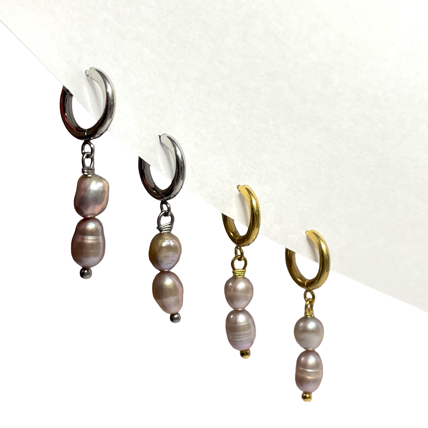 Purple freshwater pearls earrings