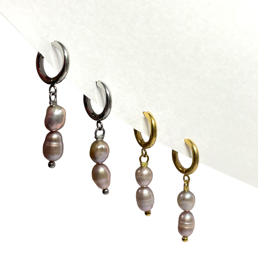 Purple freshwater pearls earrings
