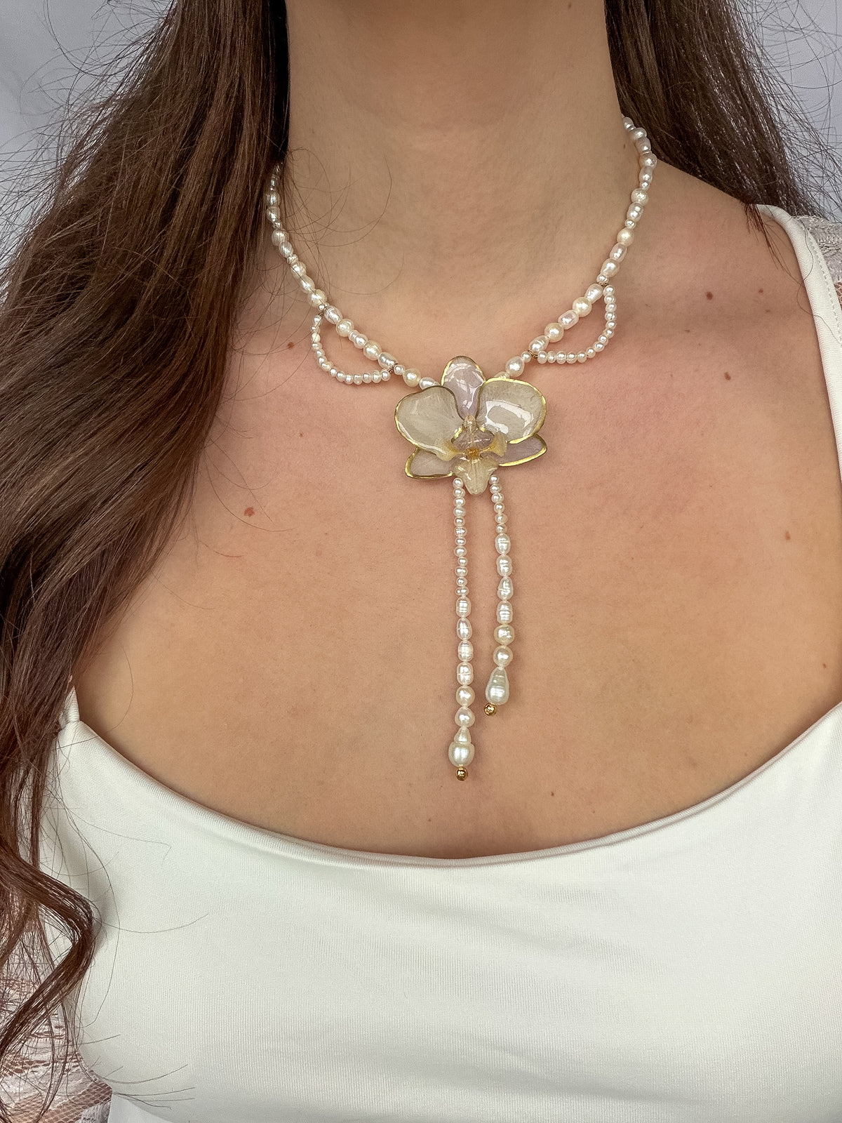 Salacia pearl orchid necklace