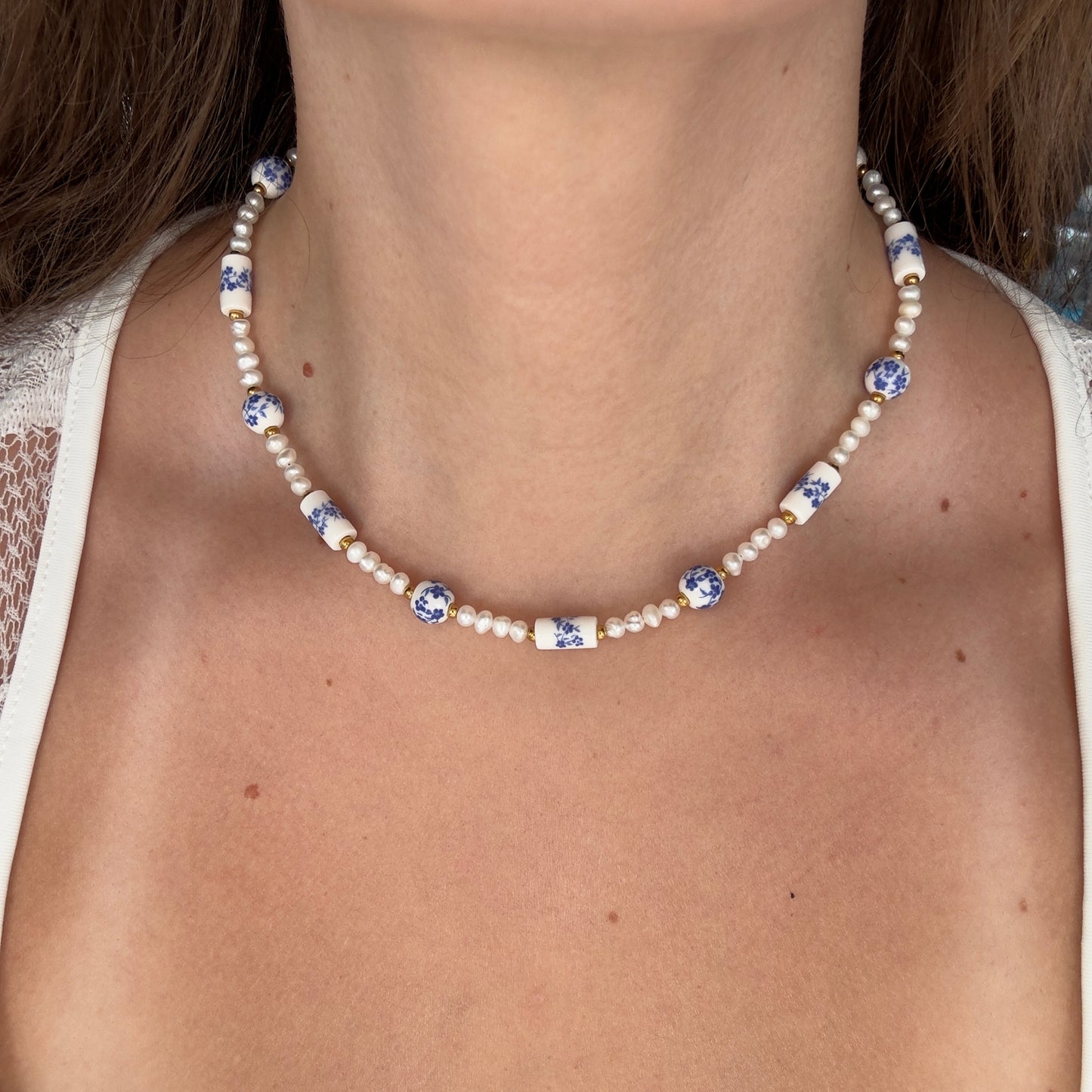Porcelian ricepearls necklace