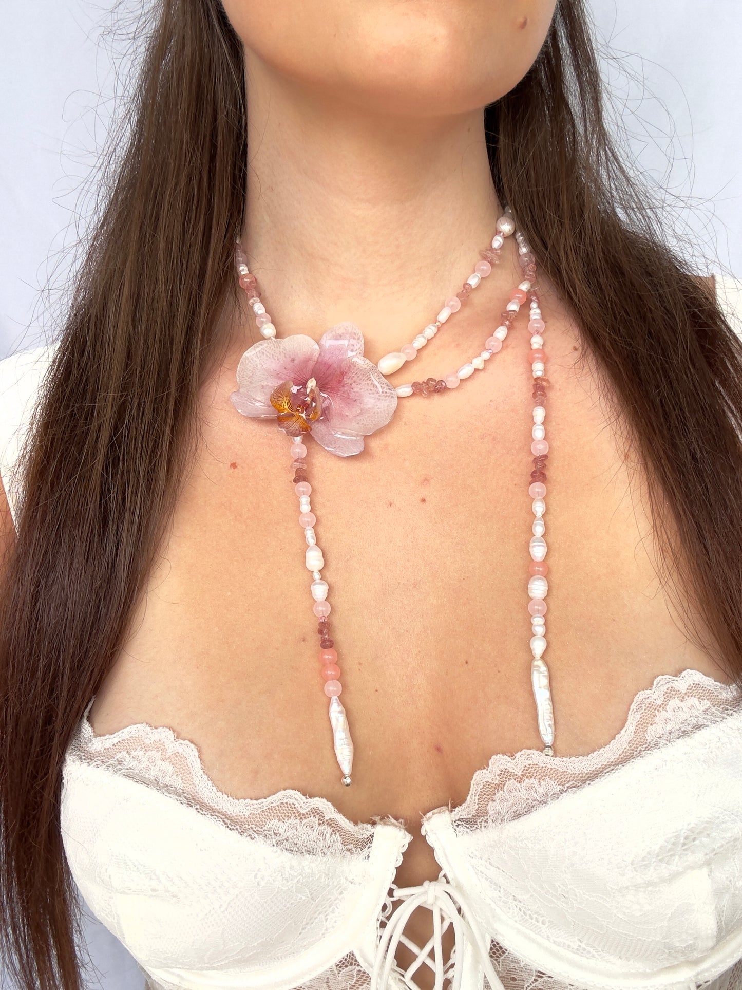 Rose petal dream orchid necklace