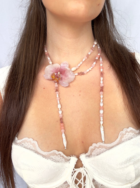 Rose petal dream orchid necklace