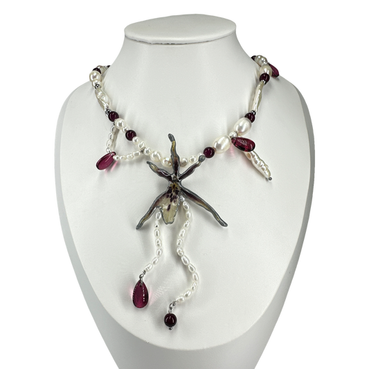 Blood drop orchid necklace