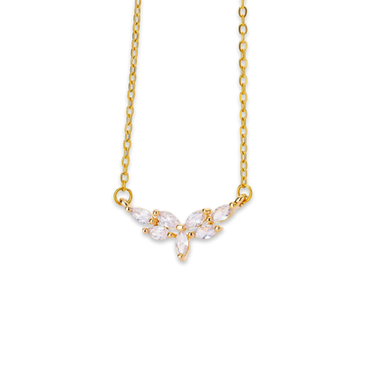 Sparkly flower zircons necklace