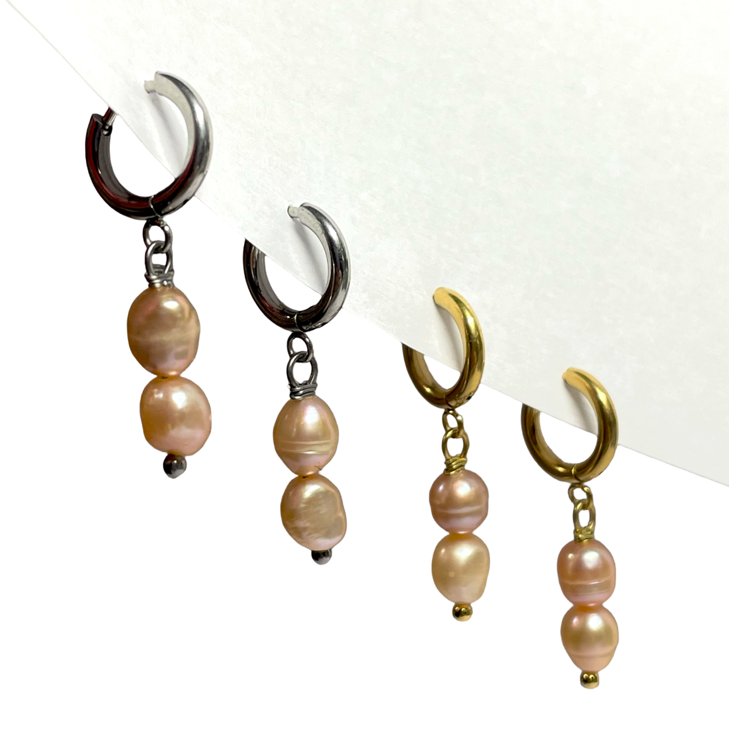 Peach freshwater pearl earrings